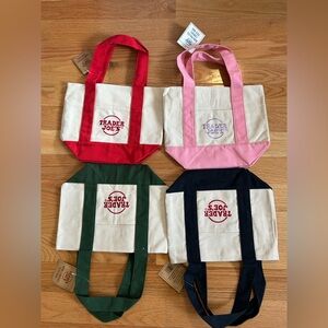 Trader Joes MIni Canvas Tote Set of 4 - Pink, blue, Green, Red
